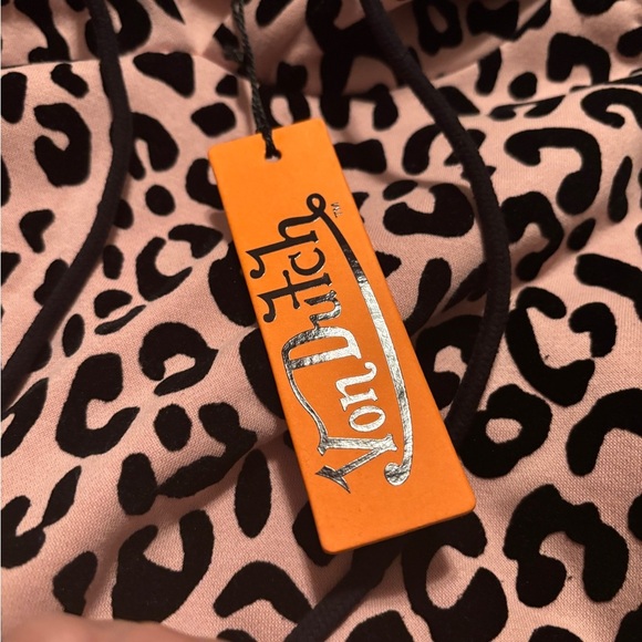 Von Dutch Originals Dirty Pink Cheetah Pullover Hoodie Size XL NWT - Picture 5 of 5